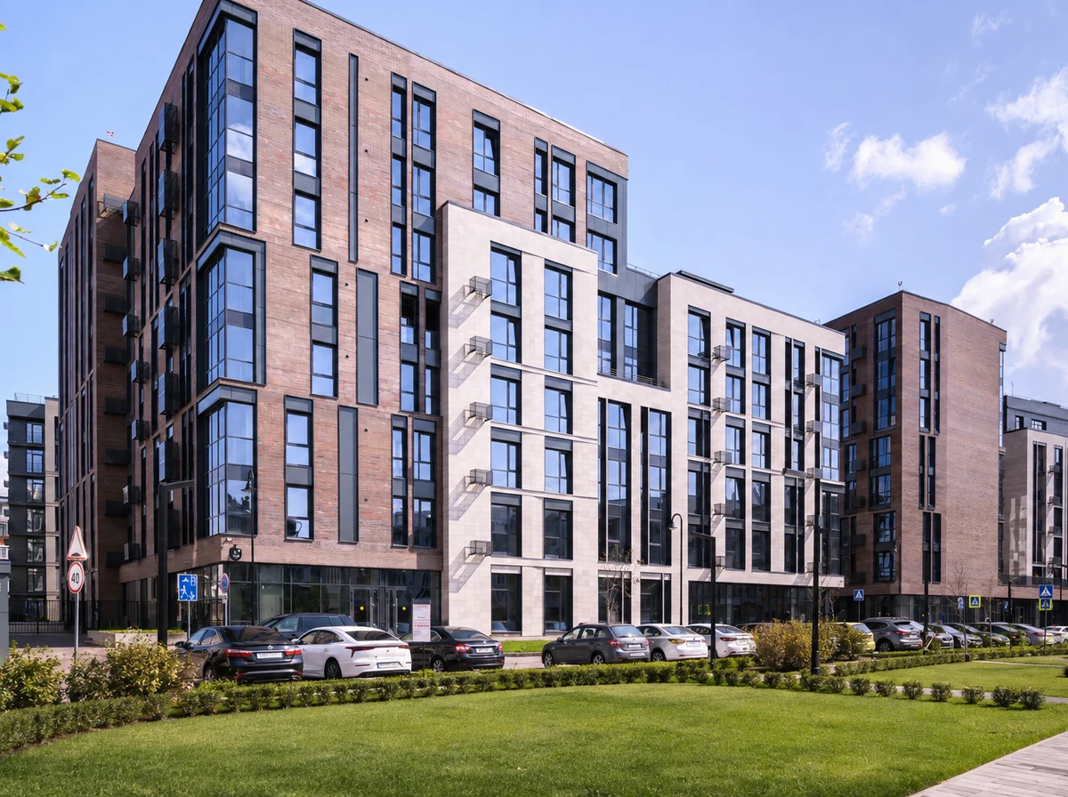 Maksat residential complex exterior and landscaped lawn
