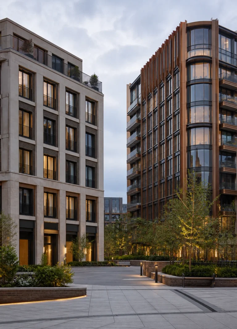 Residential development comparison — two contemporary projects with distinct architecture.