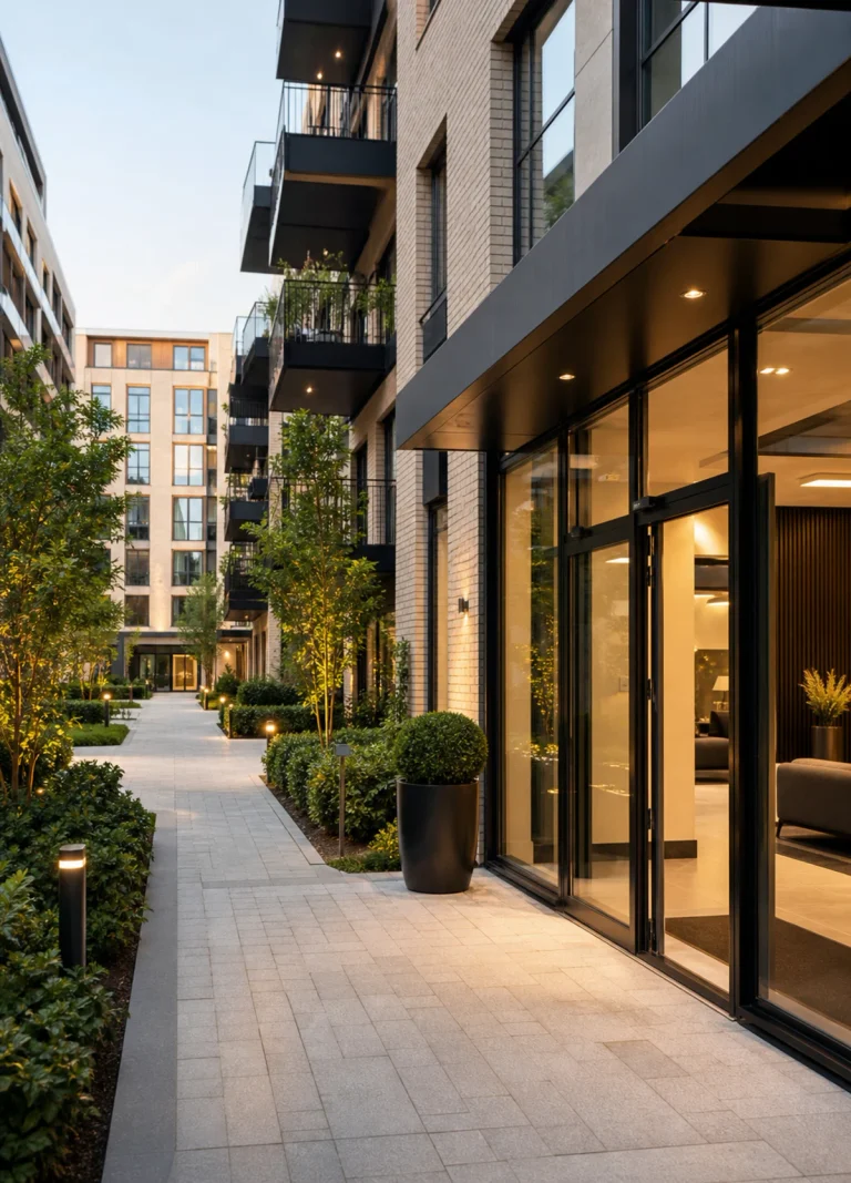 Viewing coordination — a route between contemporary residential developments.