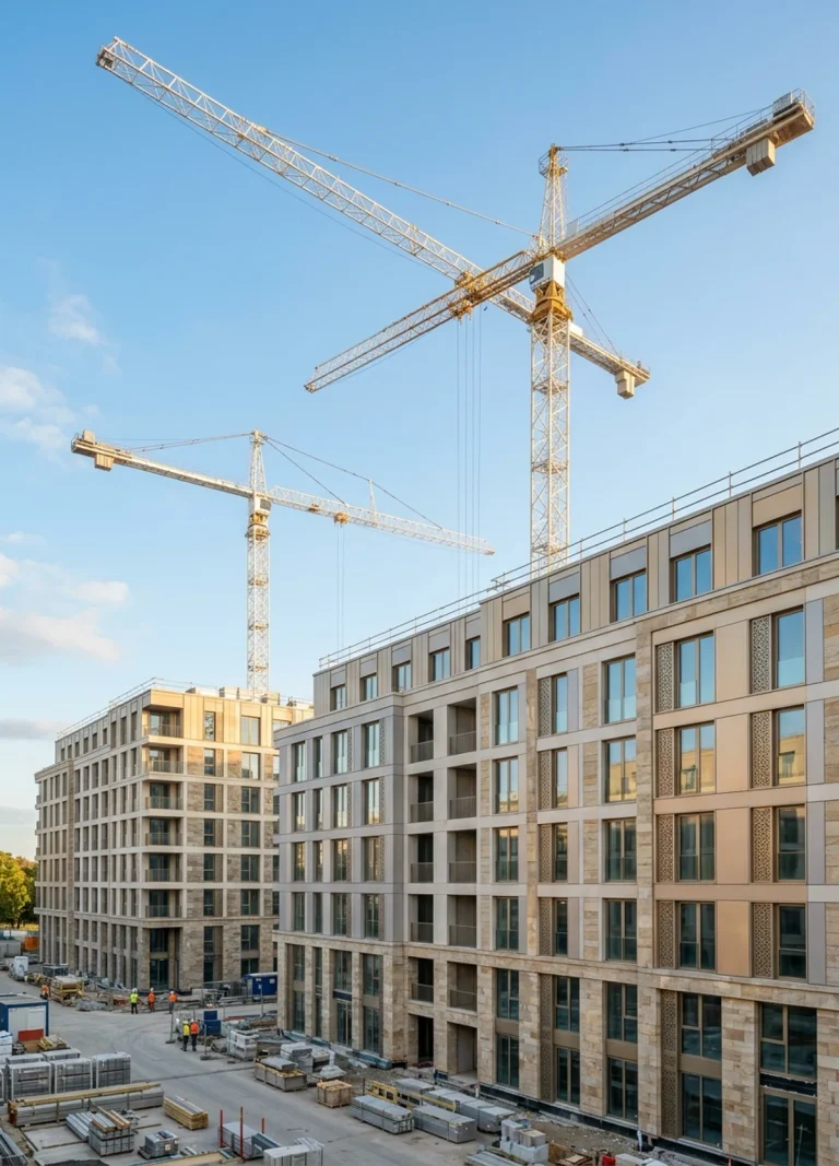 Purchase-terms review — a contemporary residential development under construction.